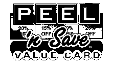 PEEL 'N SAVE VALUE CARD 20% 15% 25% OFF