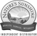 NATURE'S SUNSHINE QUALITY, SERVICE, INTEGRITY INDEPENDENT DISTRIBUTOR