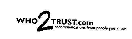 WHO2TRUST.COM RECOMMENDATIONS FROM PEOPLE YOU KNOW