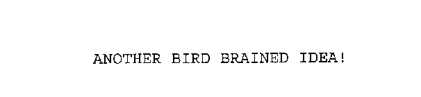 ANOTHER BIRD BRAINED IDEA!