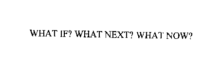WHAT IF? WHAT NEXT? WHAT NOW?