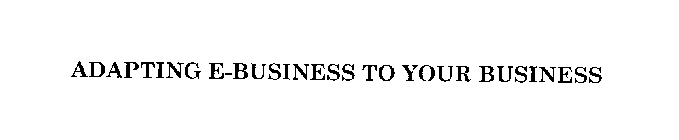 ADAPTING E-BUSINESS TO YOUR BUSINESS