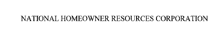 NATIONAL HOMEOWNER RESOURCES