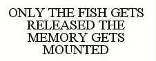ONLY THE FISH GETS RELEASED THE MEMORY GETS MOUNTED