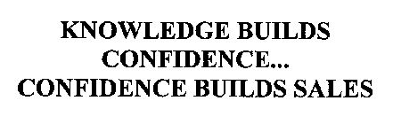 KNOWLEDGE BUILDS CONFIDENCE...CONFIDENCE BUILDS SALES