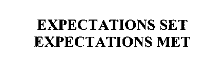 EXPECTATIONS SET EXPECTATIONS MET