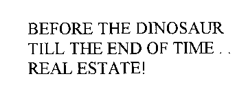 BEFORE THE DINOSAUR TILL THE END OF TIME...  REAL ESTATE!