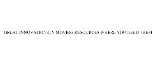 GREAT INNOVATIONS IN MOVING RESOURCES WHERE YOU NEED THEM