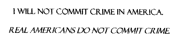 I WILL NOT COMMIT CRIME IN AMERICA.  REAL AMERICAAI DO NOT COMMIT CRIME