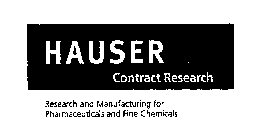 HAUSER CONTRACT RESEARCH RESEARCH AND MANUFACTURING FOR PHARMACEUTICALS AND FINE CHEMICALS