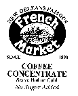 NEW ORLEANS FAMOUS FRENCH MARKET COFFEE CONCENTRATE SERVE HOT OR COLD SINCE 1890 NO SUGAR ADDED