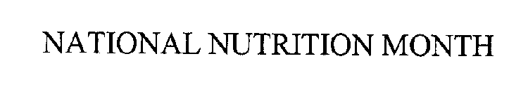 NATIONAL NUTRITION MONTH