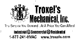 TM TROXEL'S MECHANICAL, INC. THE SERVICE YOU DEMAND...AT A PRICE YOU CAN AFFORD INDUSTRIAL COMMERCIAL RESIDENTIAL 1-877-241-HVAC WWW.TROXELS.COM