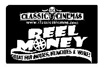 REEL MONEY CC CLASSIC CINEMAS WWW.CLASSICCINEMAS.COM GREAT FOR MOVIES, MUNCHIES & MORE!