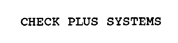 CHECK PLUS SYSTEMS