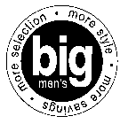 BIG MEN'S MORE SELECTION MORE STYLE MORE SAVINGS