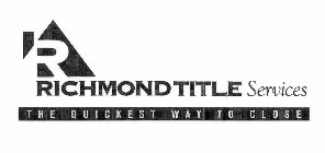 R RICHMOND TITLE SERVICES THE QUICKEST WAY TO CLOSE