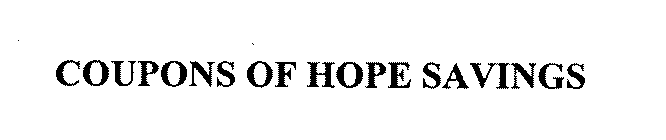 COUPONS OF HOPE SAVINGS