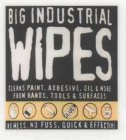 BIG INDUSTRIAL WIPES CLEANS PAINT, ADHESIVE, OIL & MORE FROM HANDS, TOOLS & SURFACES NO MESS, NO FUSS, QUICK & EFFECTIVE