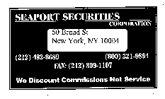 SEAPORT SECURITIES CORPORATION 60 BROAD STREET NEW YORK, NY 10004 (212) 482-8689 (800) 221-9894 FAX: (212) 809-1107 WE DISCOUNT COMMISSIONS NOT SERVICE