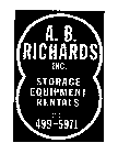 A. B. RICHARDS INC. STORAGE EQUIPMENT RENTALS (631) 499-5971