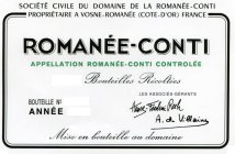 SOCIETE CIVILE DU DOMAINE DE LA ROMANEE-CONTI PROPRIETAIRE A VOSNE-ROMANEE (COTE-D'OR) FRANCE ROMANEE-CONTI APPELLATION ROMANEE-CONTI CONTROLEE BOUTEILLES RECOLTEES BOUTEILLE NO ANNEE LES ASSOCIES-GER
