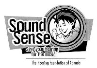 SOUND SENSE SAVE YOUR HEARING FOR THE MUSIC! THE HEARING FOUNDATION OF CANADA