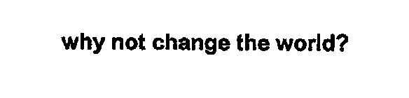 WHY NOT CHANGE THE WORLD?