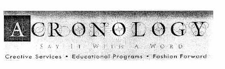 ACRONOLOGY SAY IT WITH A WORD CREATIVE SERVICES · EDUCATIONAL PROGRAMS · FASHION FORWARD