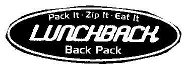 LUNCHBACK BACK PACK PACK IT · ZIP IT · EAT IT