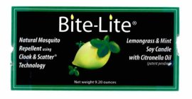 BITE-LITE NET WEIGHT 9.20 OUNCES NATURAL MOSQUITO REPELLENT USING CLOAK & SCATTER TECHNOLOGY LEMONGRASS & MINT SOY CANDLE WITH CITRONELLA OIL