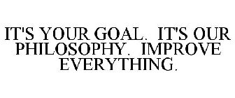 IT'S YOUR GOAL. IT'S OUR PHILOSOPHY. IMPROVE EVERYTHING.