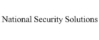 NATIONAL SECURITY SOLUTIONS