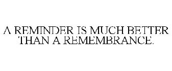 A REMINDER IS MUCH BETTER THAN A REMEMBRANCE.