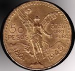 50 PESOS 375G-ORO PURO 1821 1945