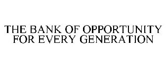 THE BANK OF OPPORTUNITY FOR EVERY GENERATION