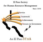 EL PASO SOCIETY FOR HUMAN RESOURCE MANAGEMENT SINCE 1954 SERVICE TEAMWORK ACHIEVEMENT RETURN ON INVESTMENT AN EL PASO STAR