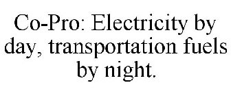 CO-PRO: ELECTRICITY BY DAY, TRANSPORTATION FUELS BY NIGHT.