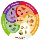 KAGOME BLUE/PURPLE: ANTHOCYANIN RED: LYCOPENE YELLOW/ORANGE: BETA-CAROTENE WHITE: FLAVONOL GREEN: LUTEIN