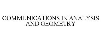 COMMUNICATIONS IN ANALYSIS AND GEOMETRY