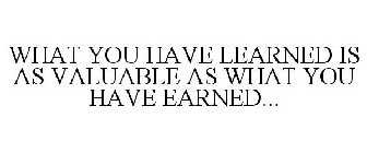 WHAT YOU HAVE LEARNED IS AS VALUABLE AS WHAT YOU HAVE EARNED...