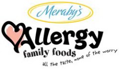 MERABY'S ALLERGY FAMILY FOODS ALL THE TASTE, NONE OF THE WORRY