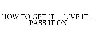 HOW TO GET IT... LIVE IT... PASS IT ON