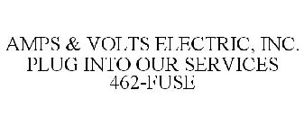 AMPS & VOLTS ELECTRIC, INC. PLUG INTO OUR SERVICES 462-FUSE