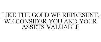 LIKE THE GOLD WE REPRESENT, WE CONSIDER YOU AND YOUR ASSETS VALUABLE
