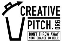CREATIVE PITCH.ORG DON'T THROW AWAY YOUR CHANCE TO HELP.