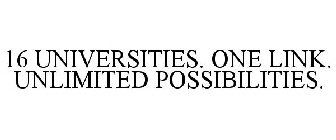 16 UNIVERSITIES. ONE LINK. UNLIMITED POSSIBILITIES.