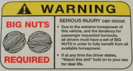 !WARNING BIG NUTS REQUIRED