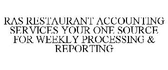 RAS RESTAURANT ACCOUNTING SERVICES YOUR ONE SOURCE FOR WEEKLY PROCESSING & REPORTING