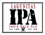 LAGUNITAS IPA INDIA PALE ALE  0.G. 1.059 I.B.U 45.6   DOGGONE GOOD